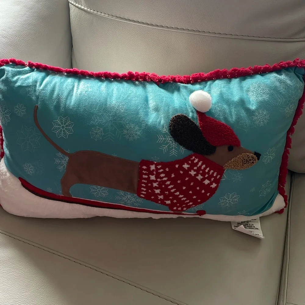 Dachshund Holiday Pillow NWOT